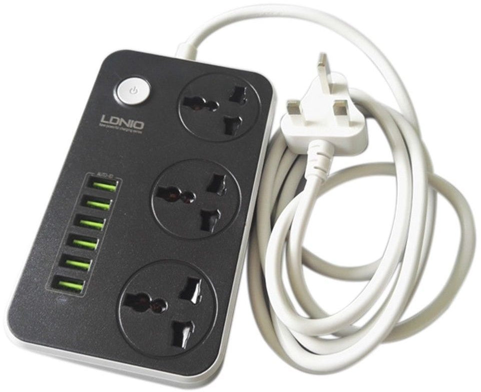3.4A International Power Socket 6 USB Port 2m Ireland Plug Charging Socket