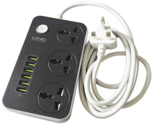 Load image into Gallery viewer, 3.4A International Power Socket 6 USB Port 2m Ireland Plug Charging Socket