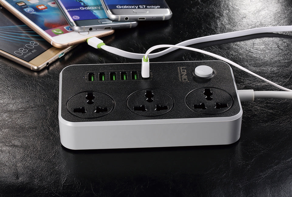 3.4A International Power Socket 6 USB Port 2m Ireland Plug Charging Socket