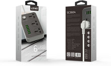Load image into Gallery viewer, 3.4A International Power Socket 6 USB Port 2m Ireland Plug Charging Socket