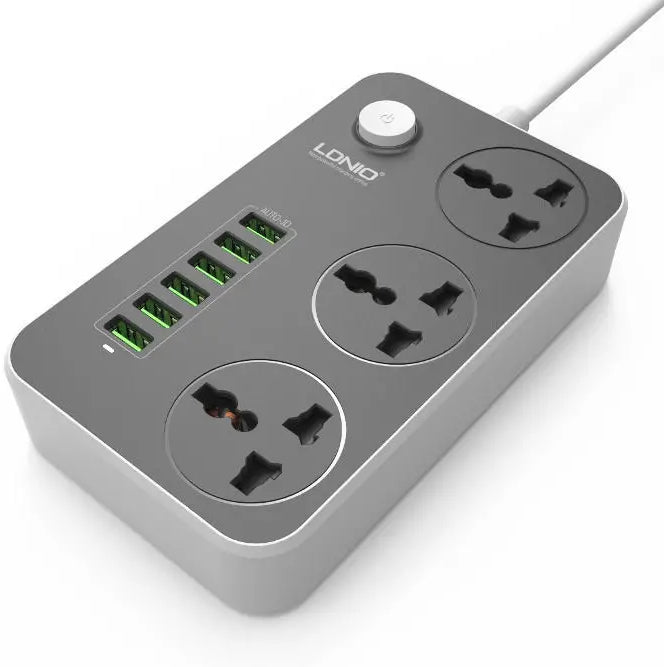 3.4A International Power Socket 6 USB Port 2m Ireland Plug Charging Socket